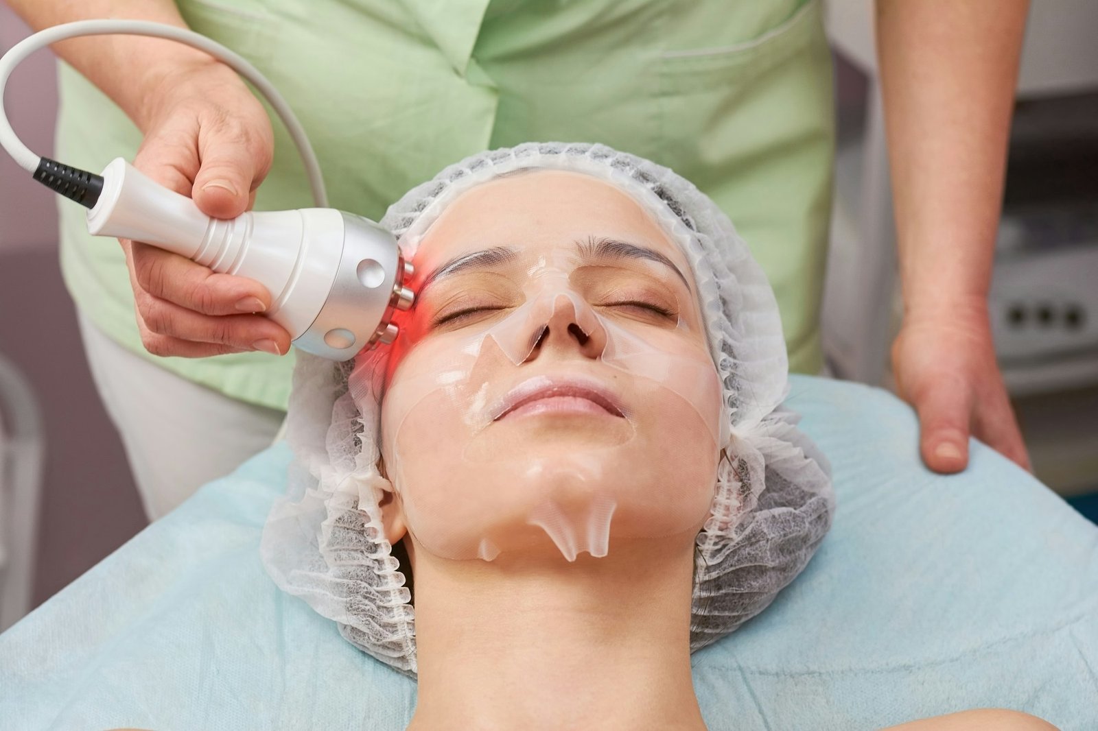 Rf skin tightening, young woman