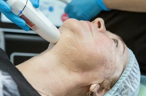 Non-surgical face lifting. SMAS lifting ultrasonic. The process of rejuvenation. Hardware